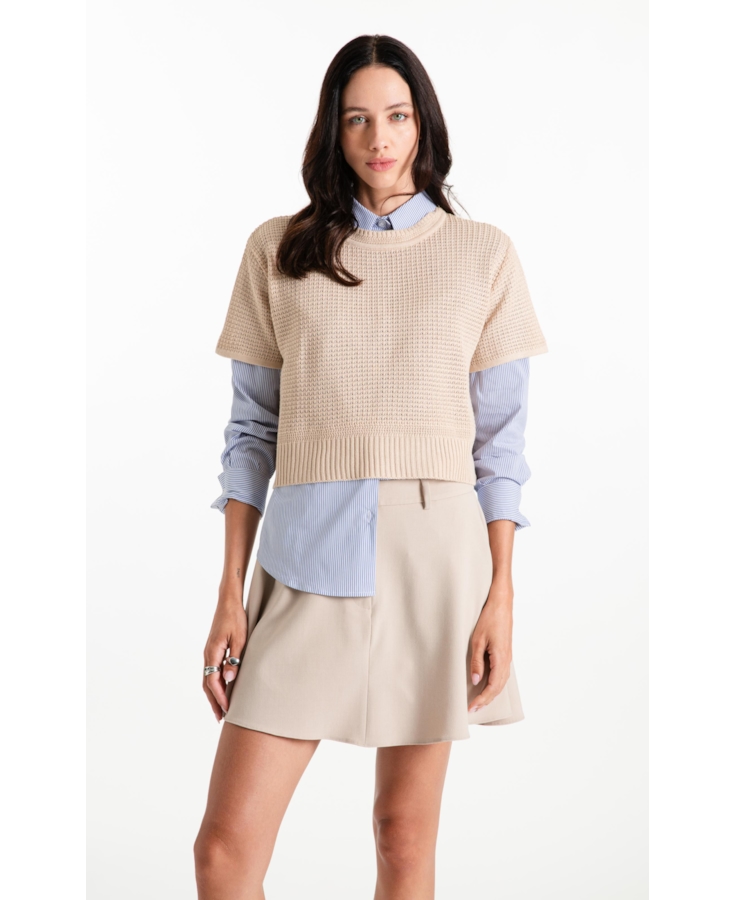 Blusa Tricot Blusa Knit Texture Areia