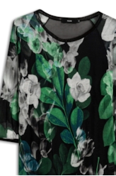 Blusa Tricot Garden Lace Raglan Verde Escuro