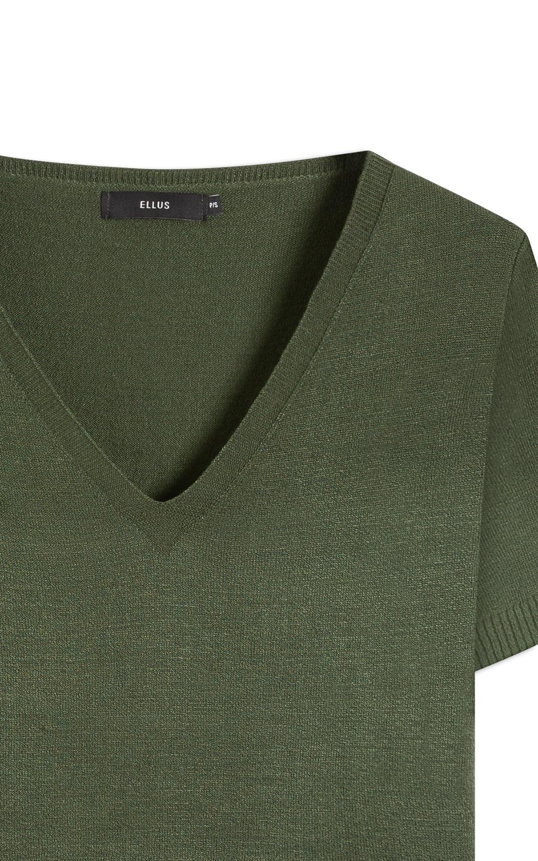 Blusa Tricot Jersey Knit Neck Verde Militar