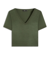 Blusa Tricot  Jersey Knit Neck Verde Militar