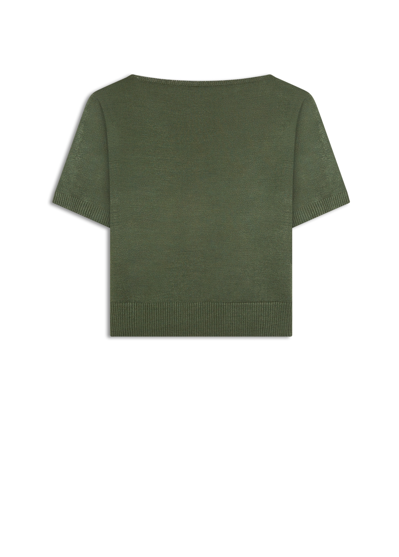 Blusa Tricot  Jersey Knit Neck Verde Militar