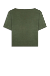 Blusa Tricot  Jersey Knit Neck Verde Militar