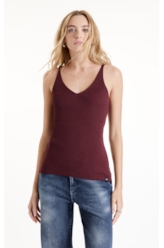 Blusa Tricot Knit Ribbed Freddo Neck Bordeaux