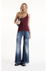 Blusa Tricot Knit Ribbed Freddo Neck Bordeaux