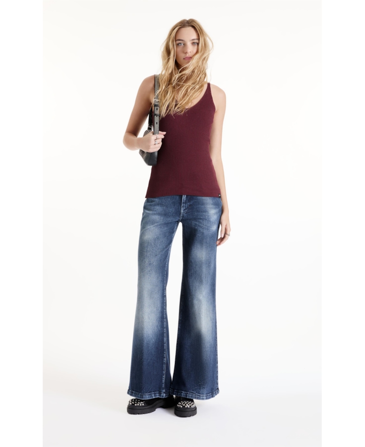Blusa Tricot Knit Ribbed Freddo Neck Bordeaux