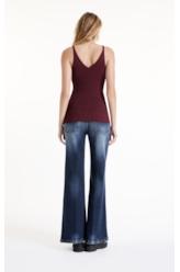 Blusa Tricot Knit Ribbed Freddo Neck Bordeaux
