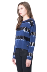 Blusa Tricot Listras Paetês 2nd Floor Marinho