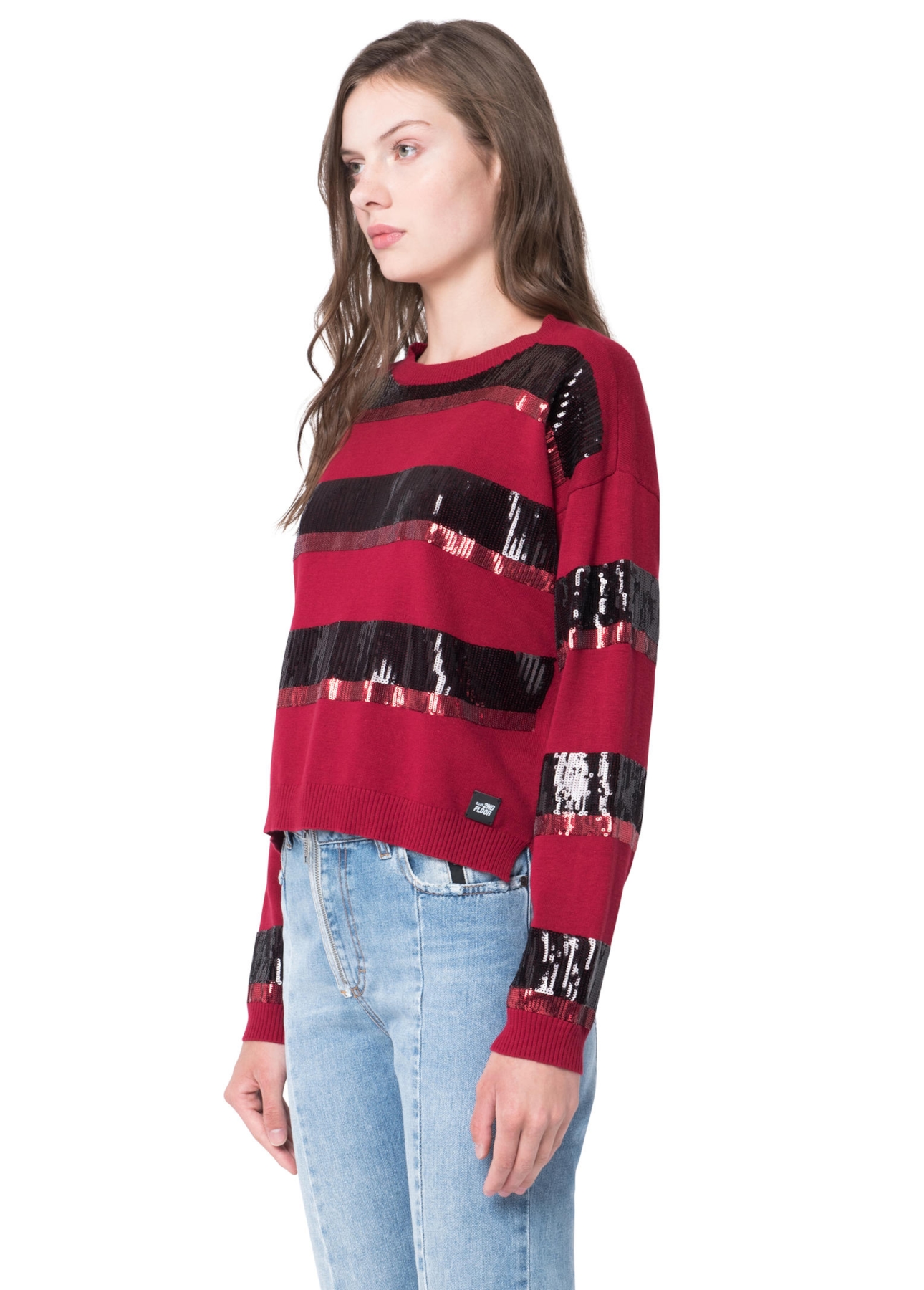 Blusa Tricot Listras Paetês 2nd Floor Vinho