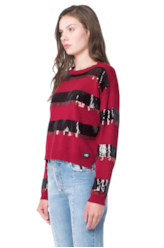 Blusa Tricot Listras Paetês 2nd Floor Vinho