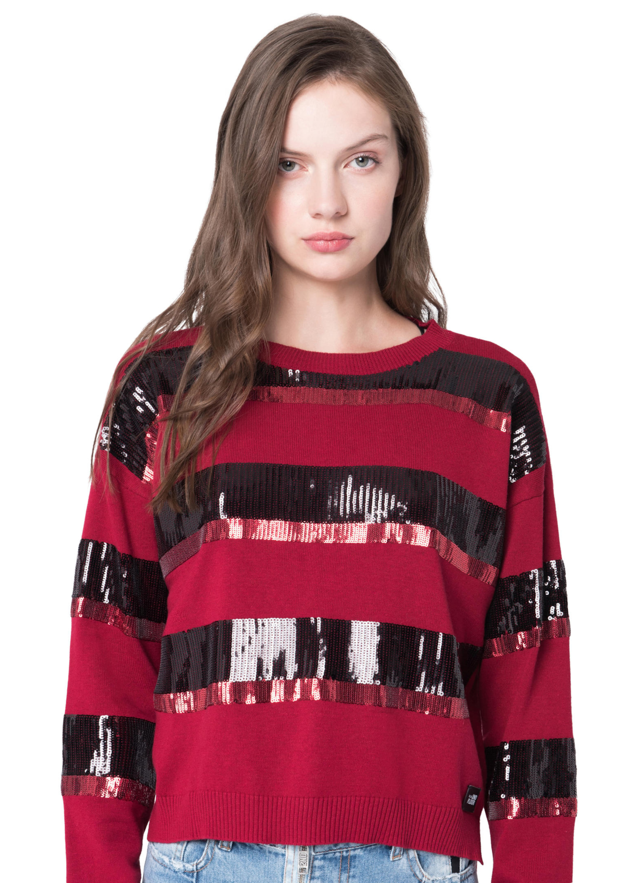 Blusa Tricot Listras Paetês 2nd Floor Vinho