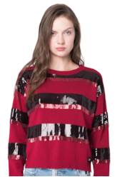 Blusa Tricot Listras Paetês 2nd Floor Vinho