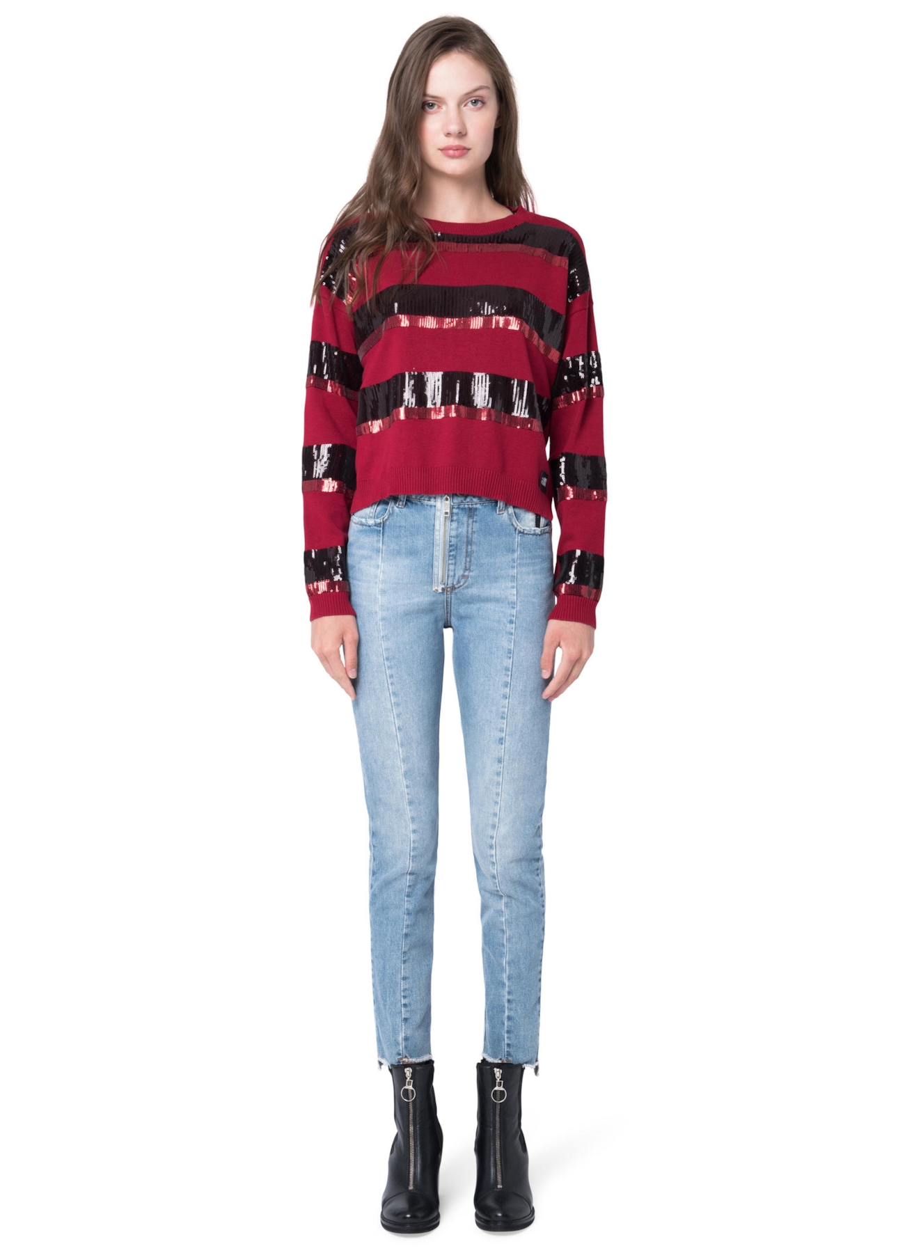 Blusa Tricot Listras Paetês 2nd Floor Vinho
