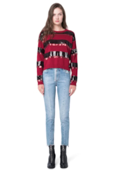Blusa Tricot Listras Paetês 2nd Floor Vinho