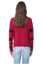 Blusa Tricot Listras Paetês 2nd Floor Vinho