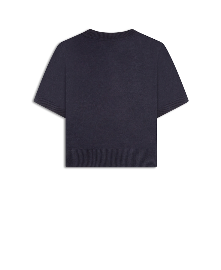 Blusa Tricot Modal Jersey Knit Round Neck Dark Navy