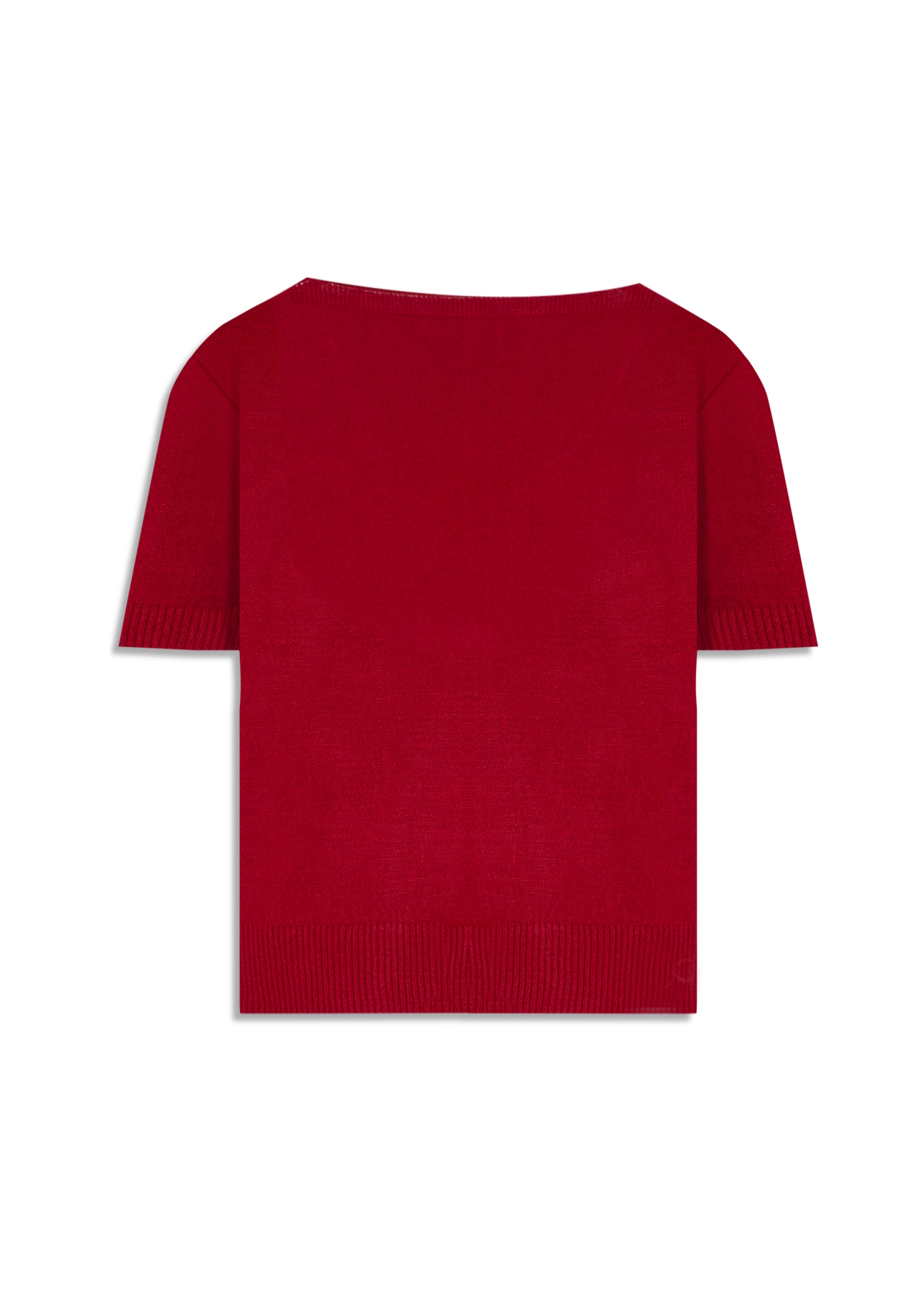  Blusa Tricot Modal Knit Neck Jersey Vermelho