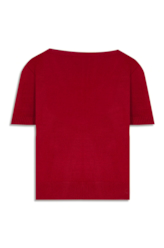  Blusa Tricot Modal Knit Neck Jersey Vermelho