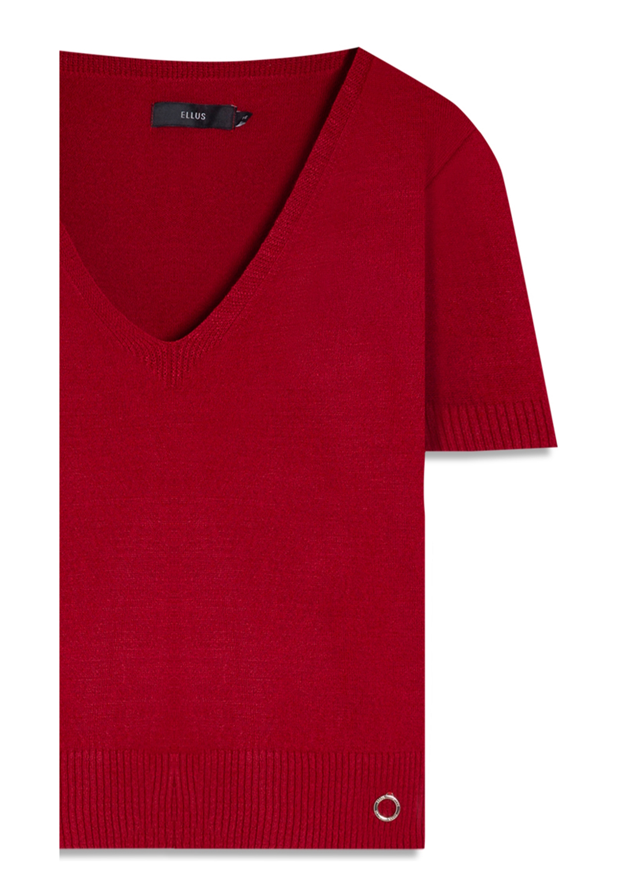  Blusa Tricot Modal Knit Neck Jersey Vermelho