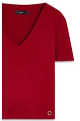  Blusa Tricot Modal Knit Neck Jersey Vermelho