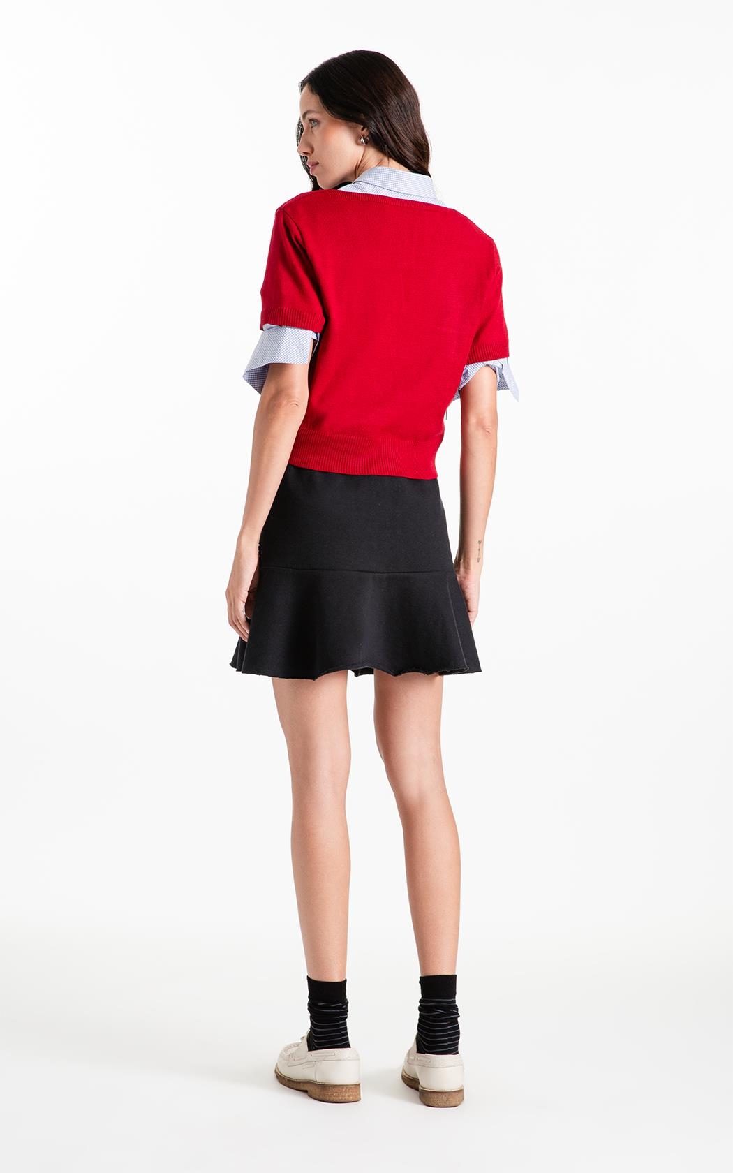 Blusa Tricot Modal Knit Neck Jersey Vermelho