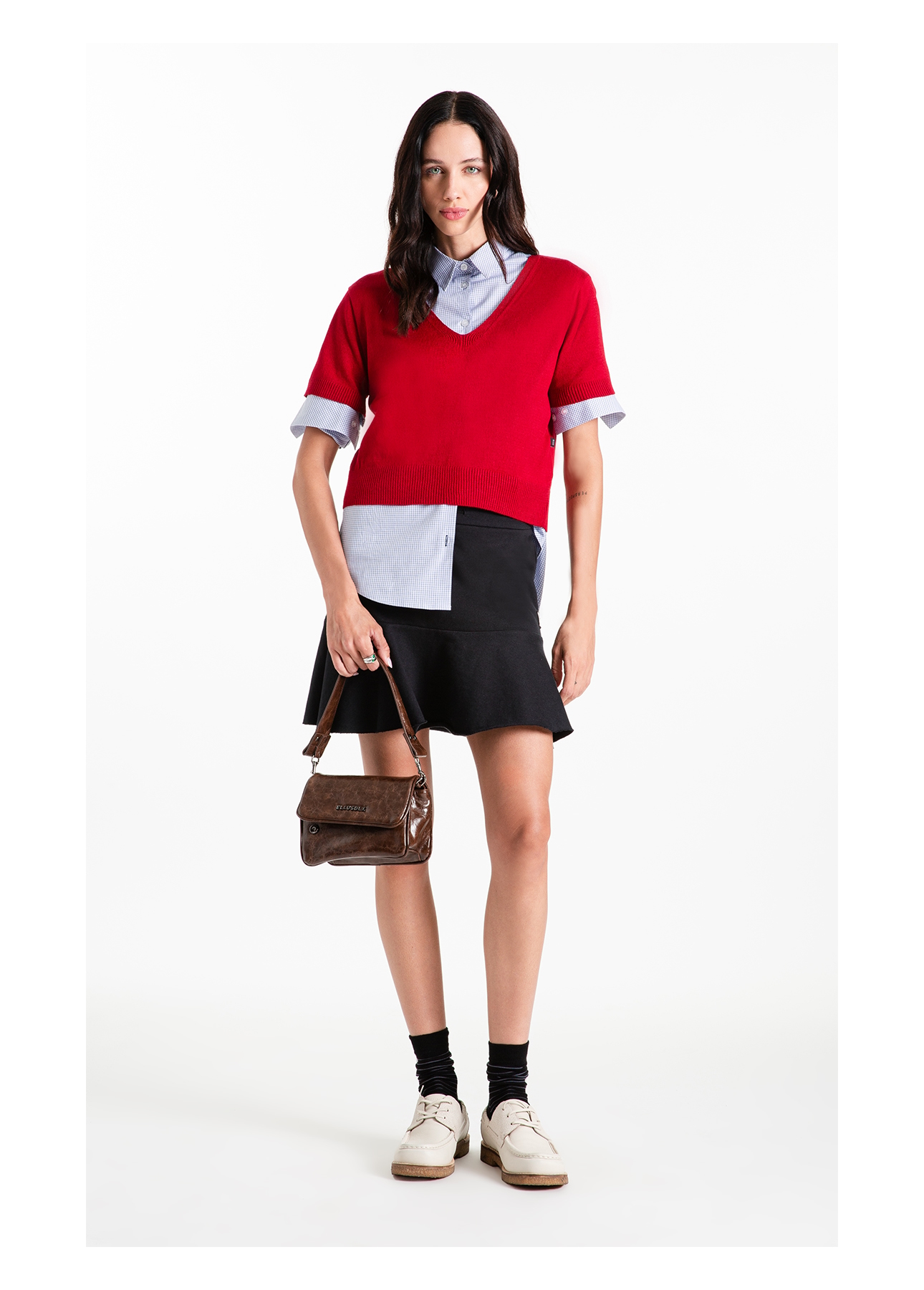  Blusa Tricot Modal Knit Neck Jersey Vermelho