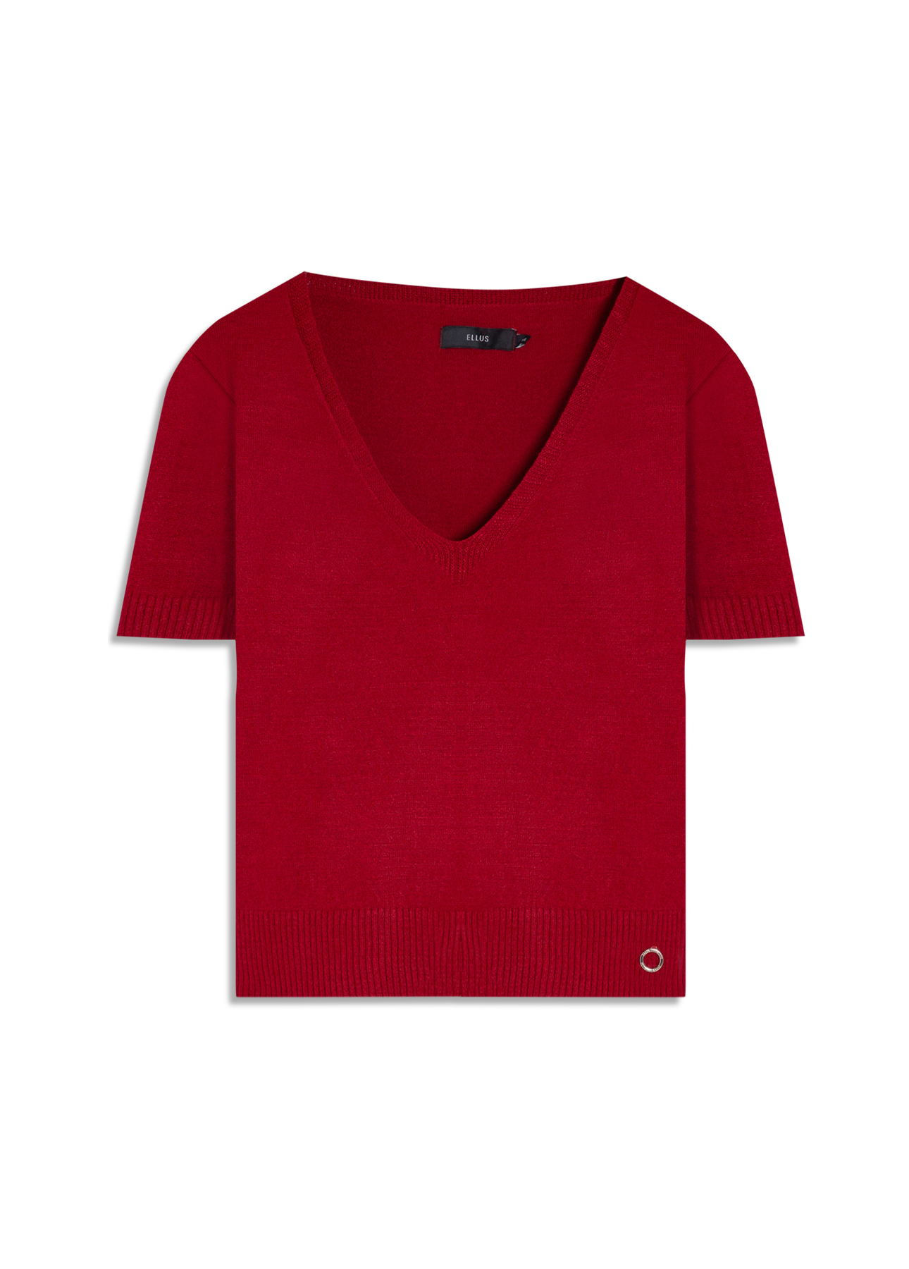  Blusa Tricot Modal Knit Neck Jersey Vermelho