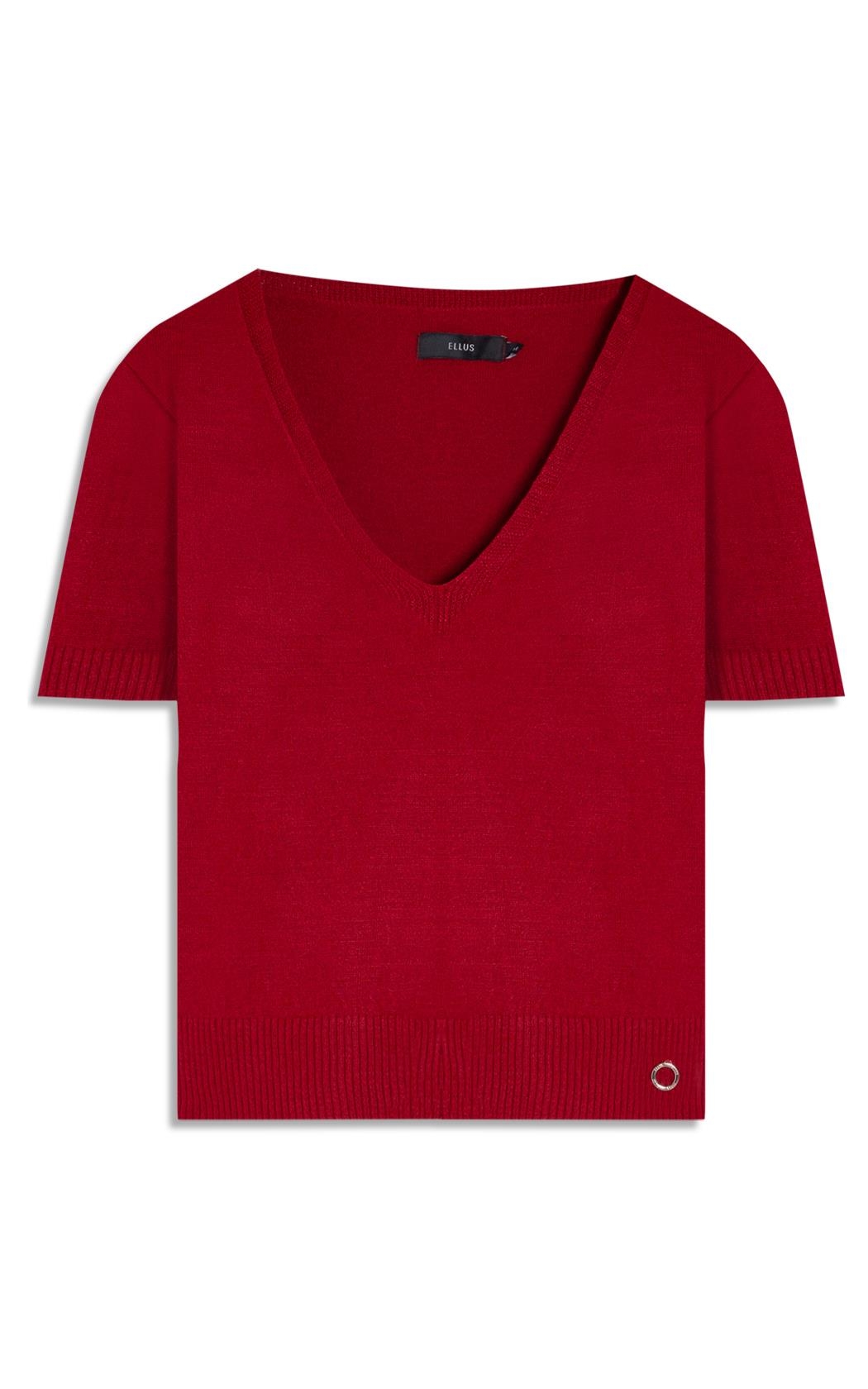 Blusa Tricot Modal Knit Neck Jersey Vermelho