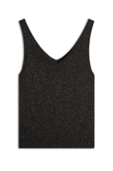Blusa Tricot Modal Shine Ribbed Neck Preto