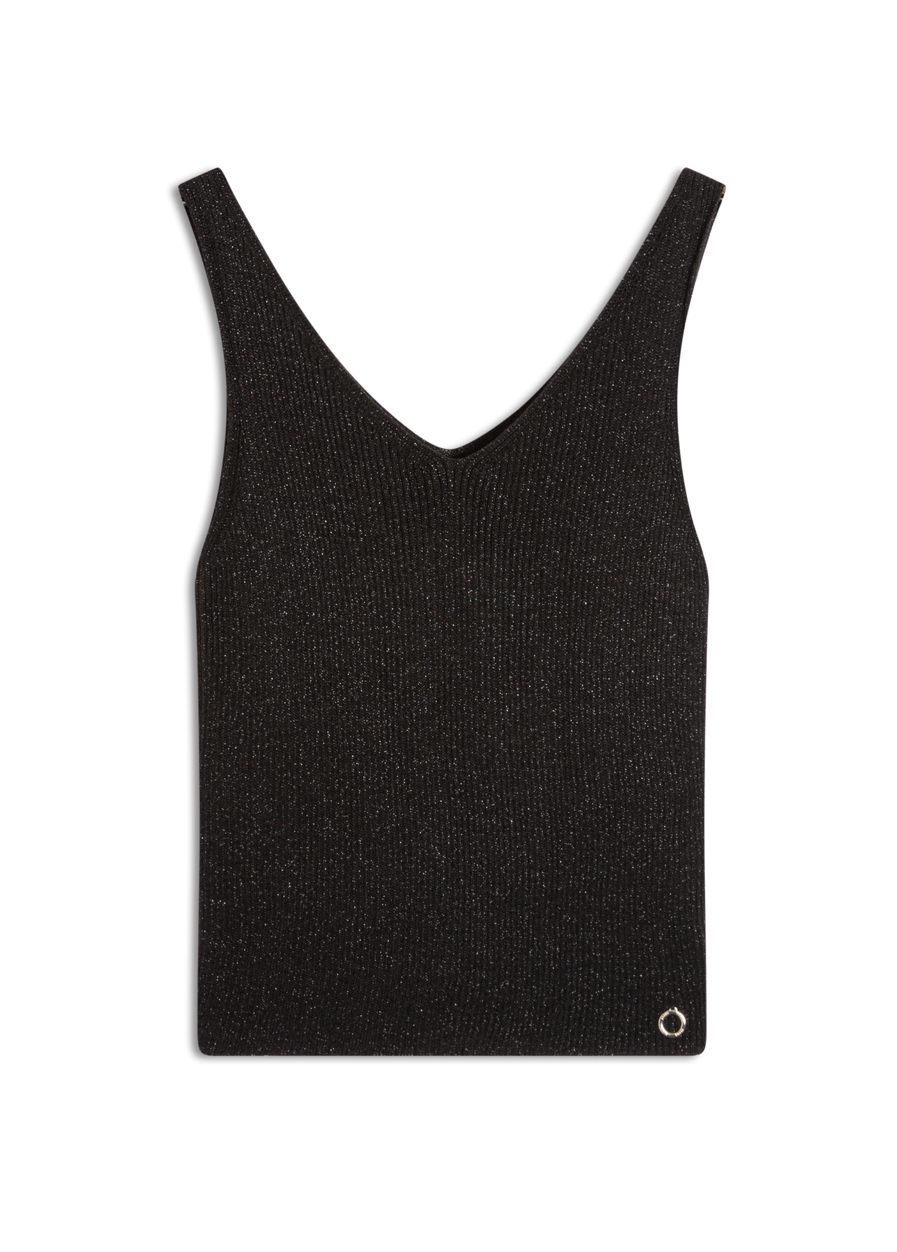 Blusa Tricot Modal Shine Ribbed Neck Preto