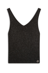 Blusa Tricot Modal Shine Ribbed Neck Preto