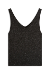 Blusa Tricot Modal Shine Ribbed Neck Preto
