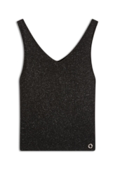 Blusa Tricot Modal Shine Ribbed Neck Preto