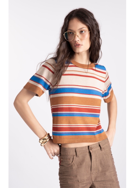 Blusa Tricot Power Knit Nude Listras