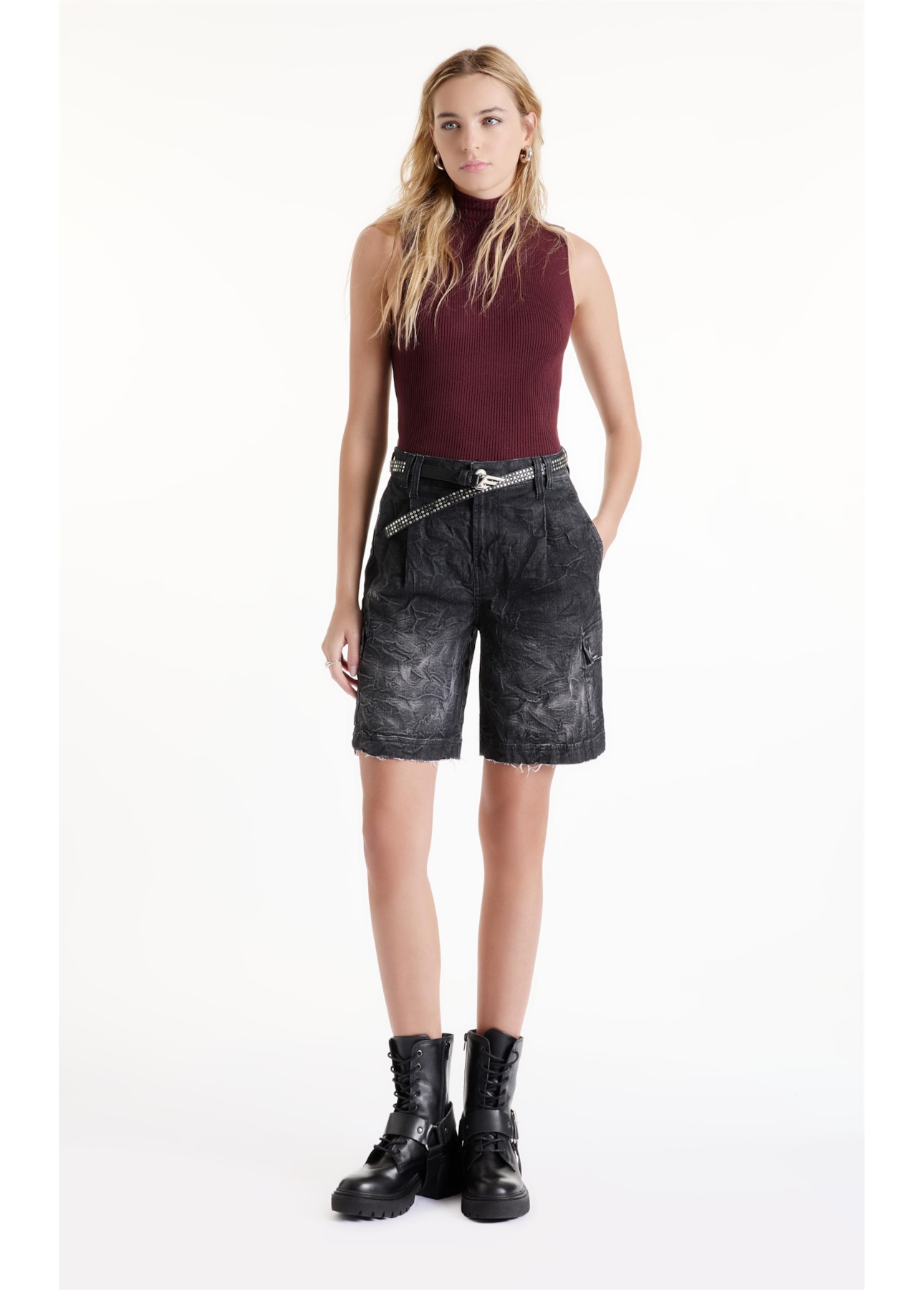 Blusa Tricot  Ribbed Freddo Turtleneck Bordeaux