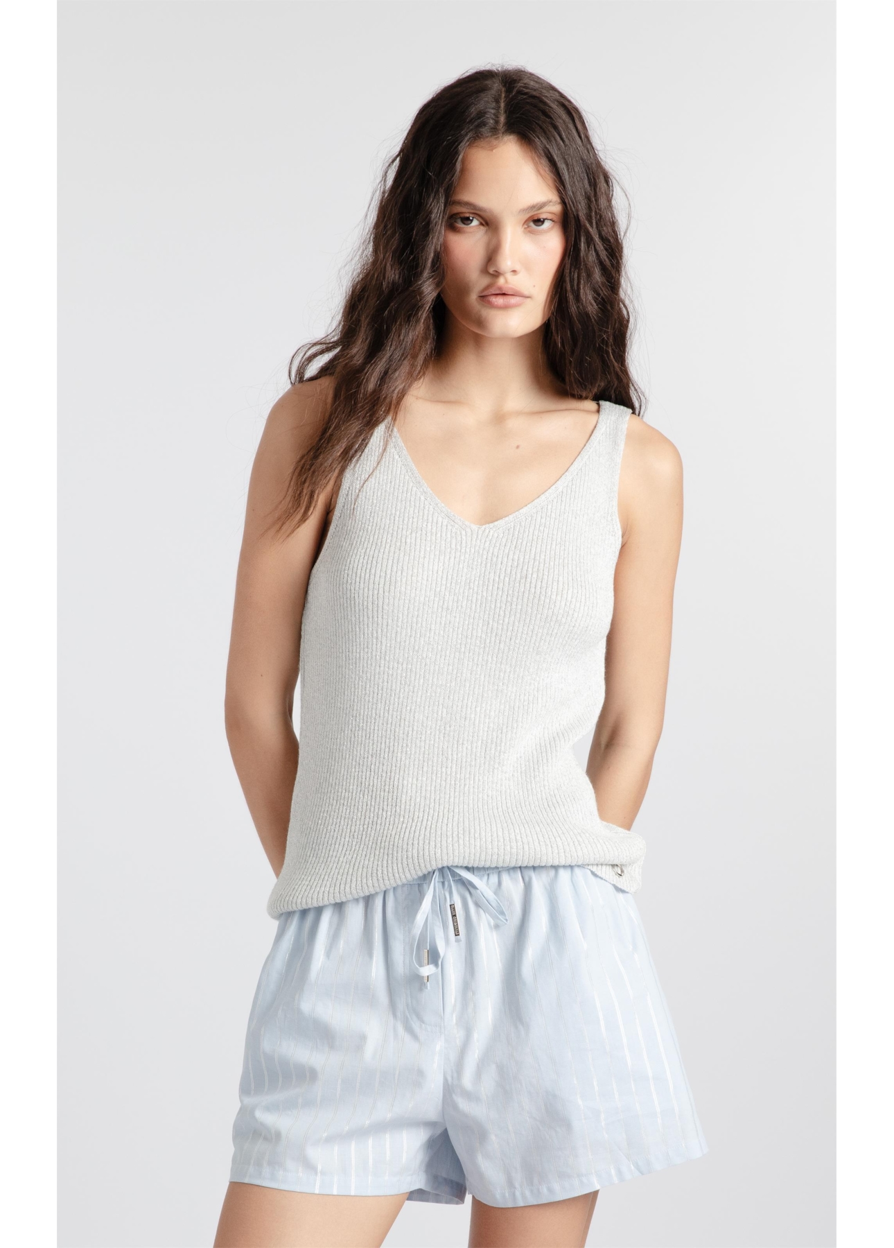 Blusa Tricot Ribbed Knit Branco