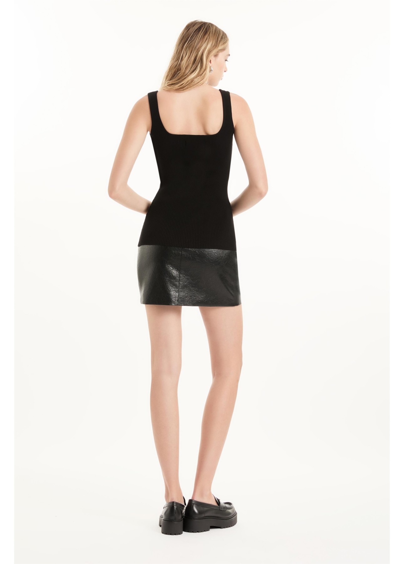 Blusa Tricot Ribbed Sleeveless Preto