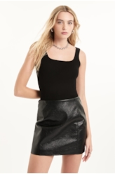 Blusa Tricot Ribbed Sleeveless Preto