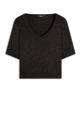 Blusa Tricot Shine Jersey Neck Preto