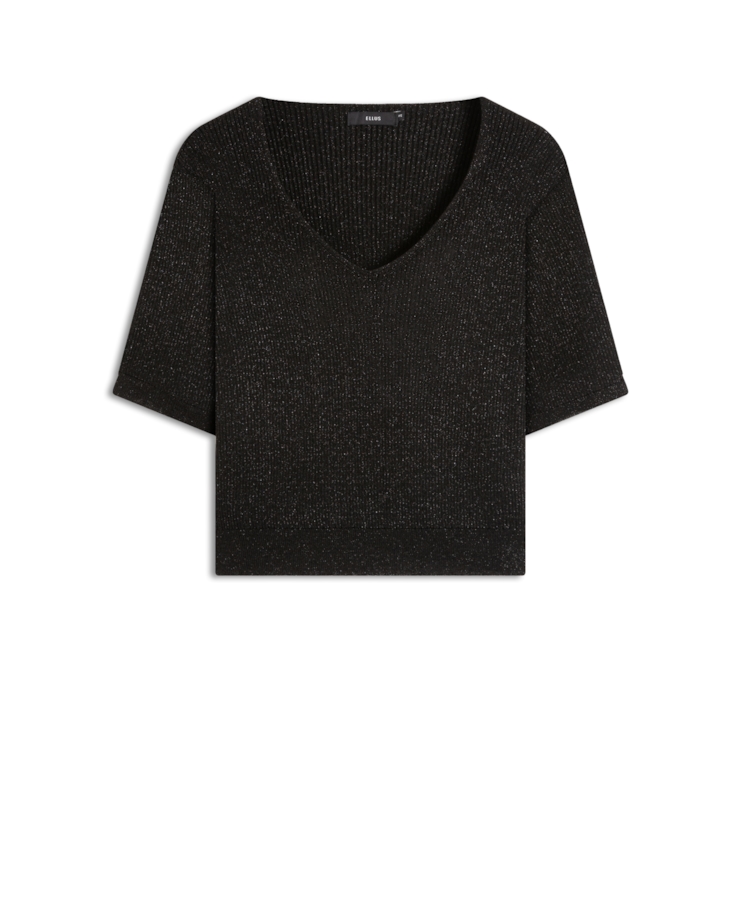 Blusa Tricot Shine Jersey Neck Preto