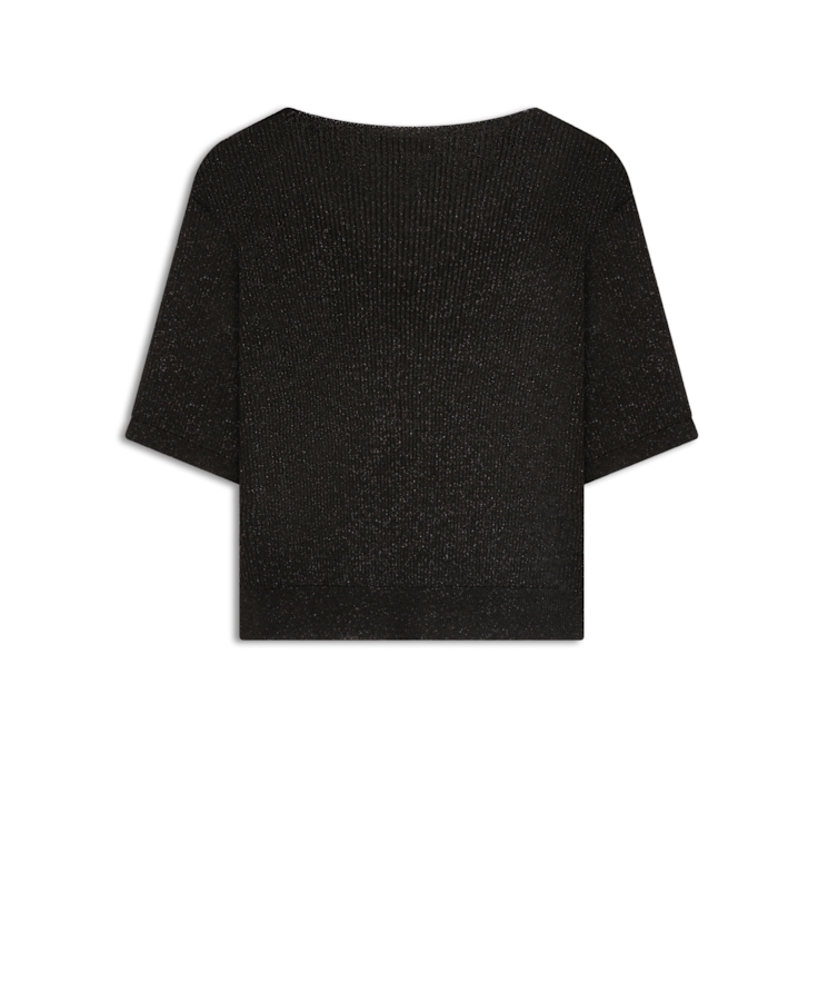 Blusa Tricot Shine Jersey Neck Preto