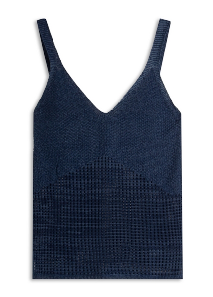 Blusa Tricot Thecno Fish Net Azul Jeans