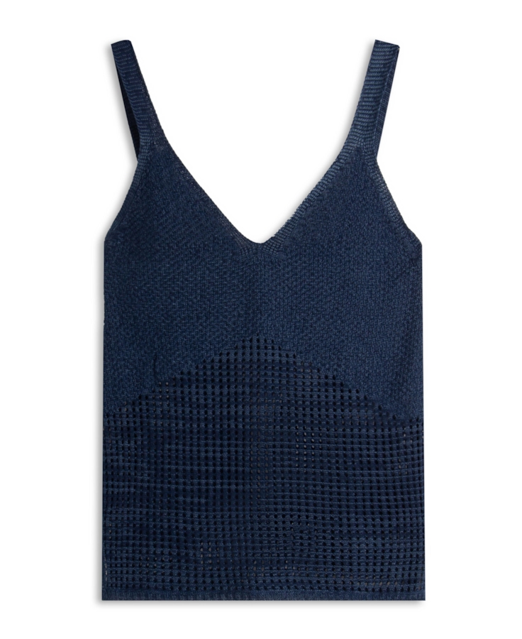 Blusa Tricot Thecno Fish Net Azul Jeans