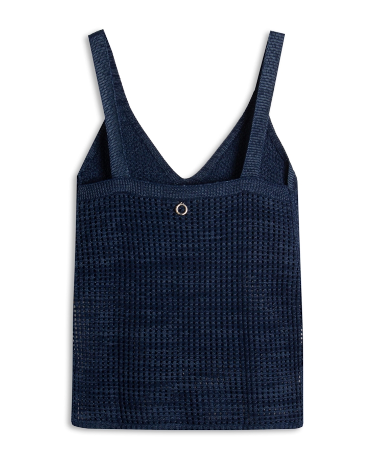 Blusa Tricot Thecno Fish Net Azul Jeans