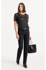 Blusa Tule Shine Strass Preto