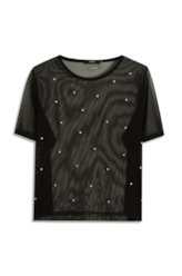 Blusa Tule Shine Strass Preto