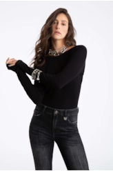 Blusa Vack Neckline Preto