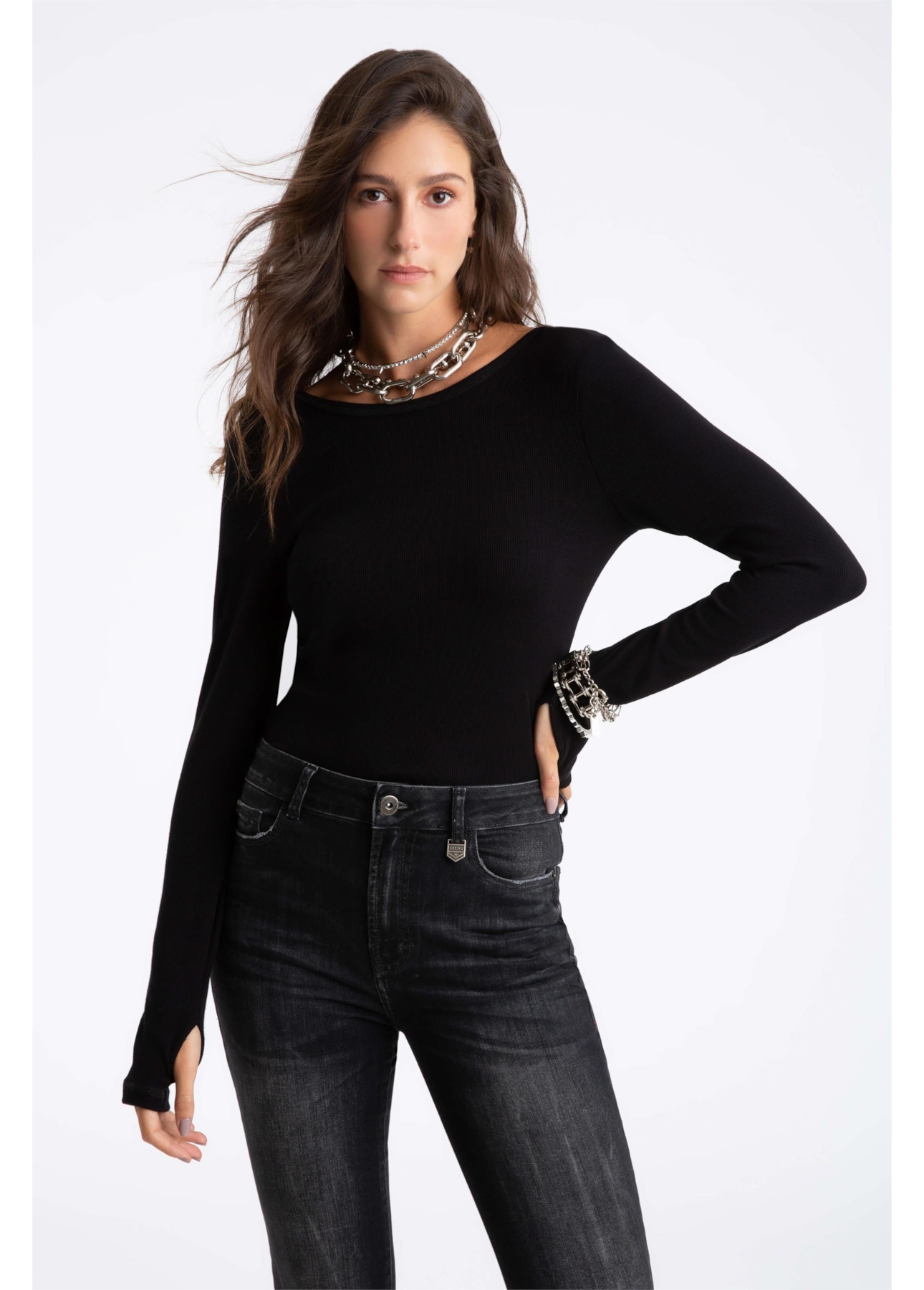 Blusa Vack Neckline Preto