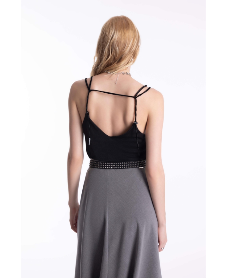 Blusa Velvet Embrossed Adjustment Preto