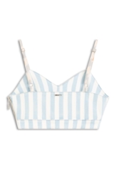 Blusa Vintage Stripe Denim Top Abertura Lav.Dest.Plus