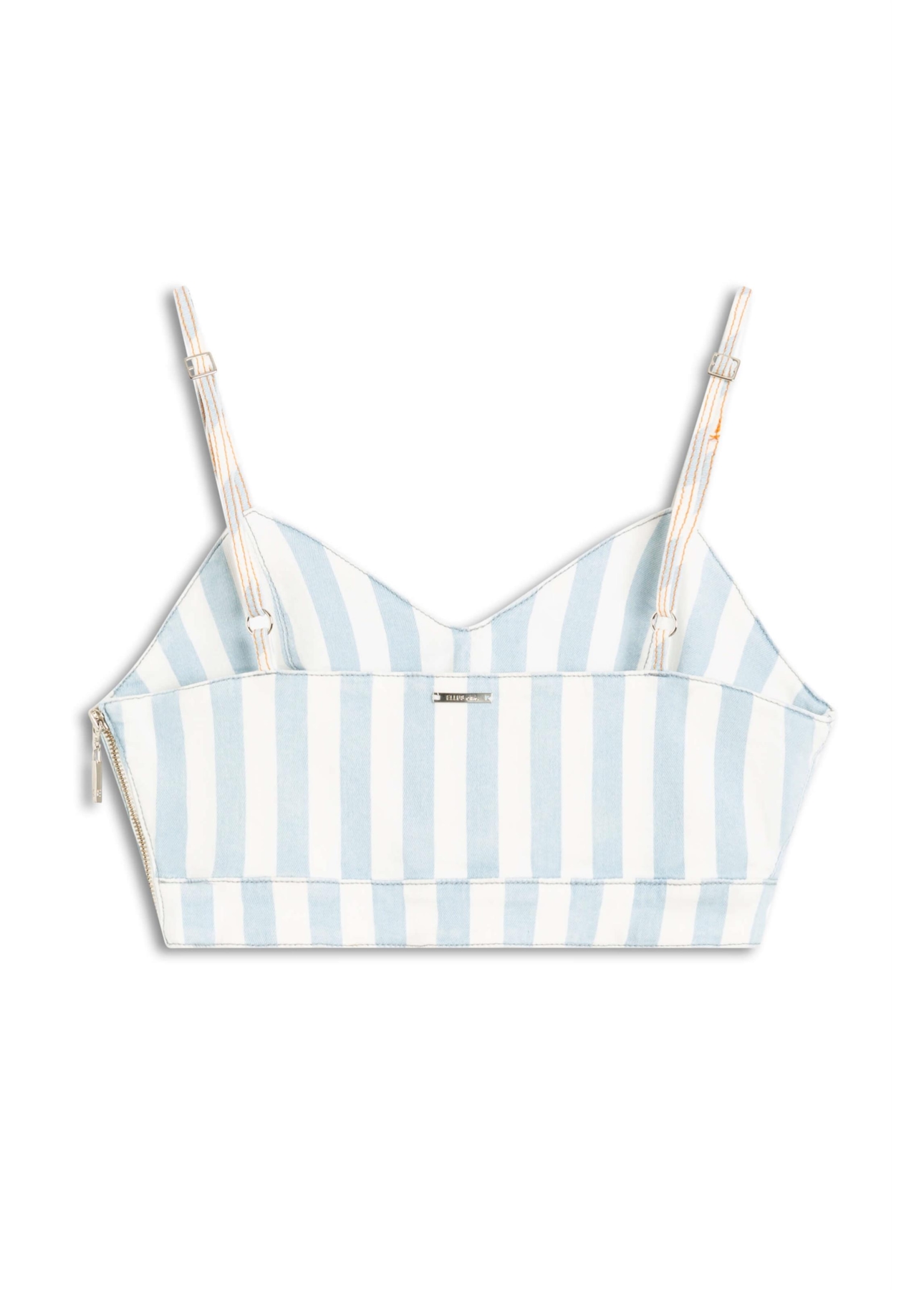 Blusa Vintage Stripe Denim Top Abertura Lav.Dest.Plus